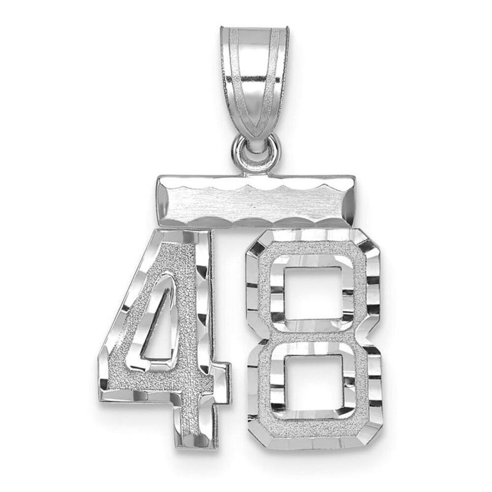 14k White Gold, Varsity Collection, Small D/C Pendant, Number 48